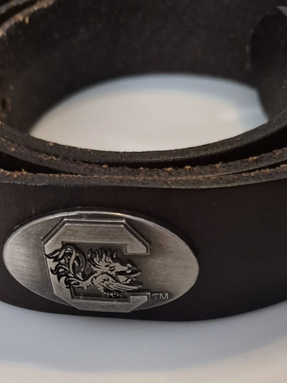 Men's Unversity South Carolina  Brown Leather‎ Belt with Silver Buckle